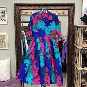 Mae Otti MOREMI AFRICAN PRINT BUTTON DOWN DRESS Sz M